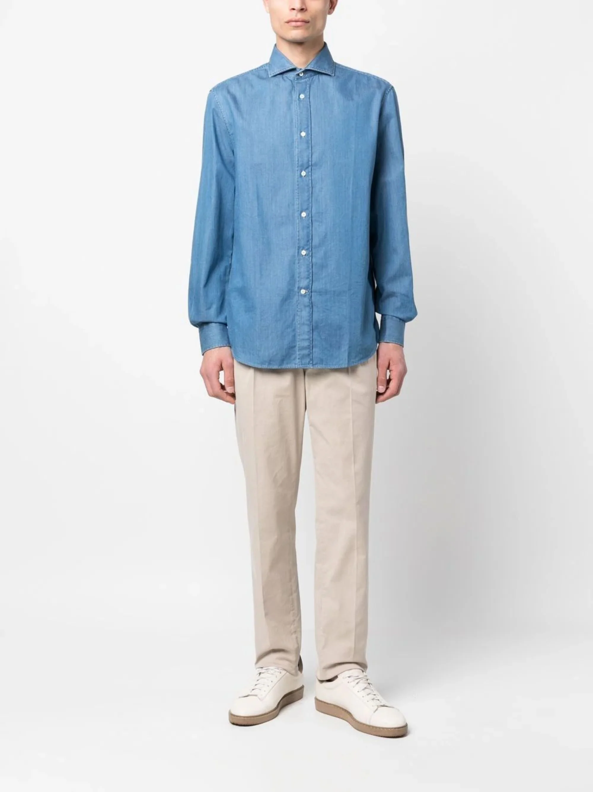 Brunello Cucinelli Classic Cotton Shirt with Front Button Fastening - Image 5