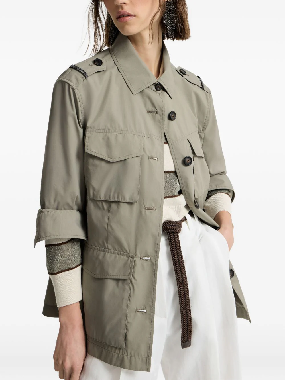 BRUNELLO CUCINELLI Corduroy-Trimmed Cotton-Blend Field Jacket - Image 3