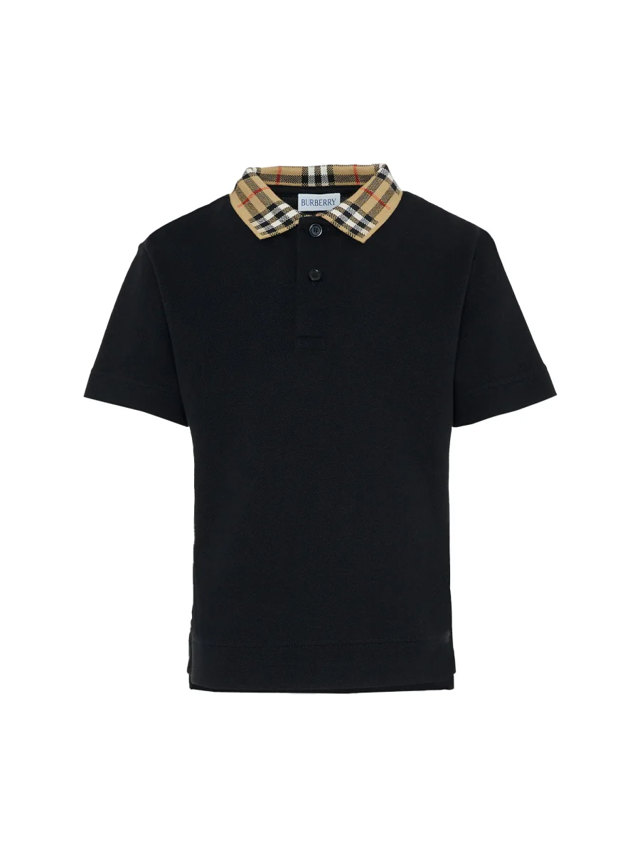 BURBERRY Check Collar Cotton Polo Shirt