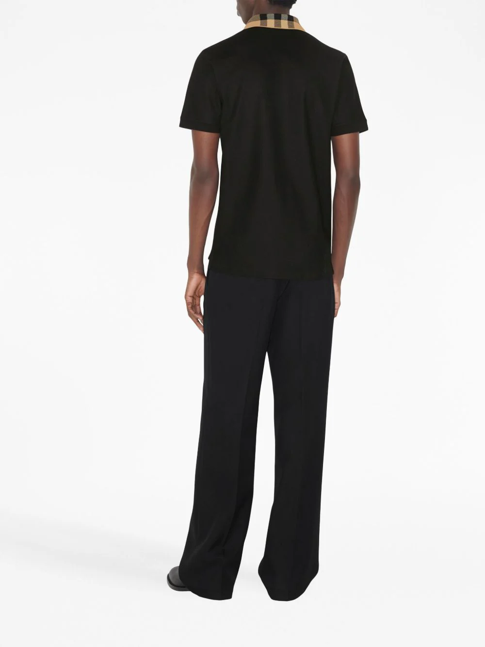 BURBERRY Check Collar Cotton Polo Shirt - Image 3