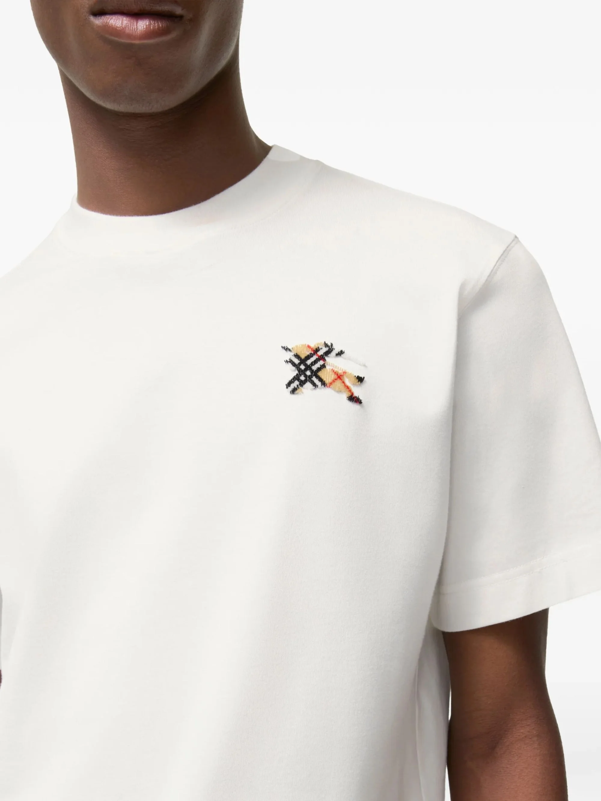 Burberry Check Logo Cotton T-Shirt for Men - Image 5