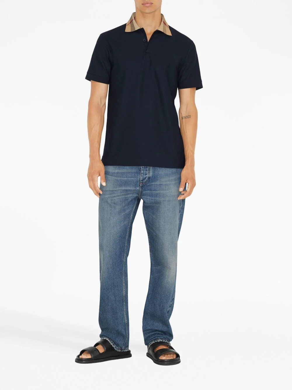 Burberry Classic Polo Shirt with Check Collar - Short Sleeve - Image 4