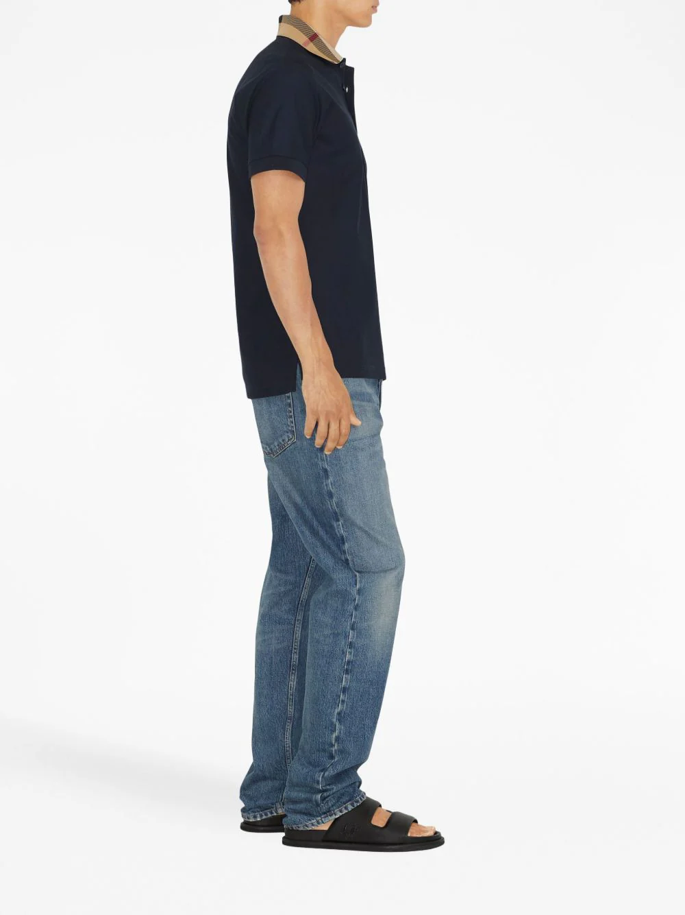 Burberry Classic Polo Shirt with Check Collar - Short Sleeve - Image 5