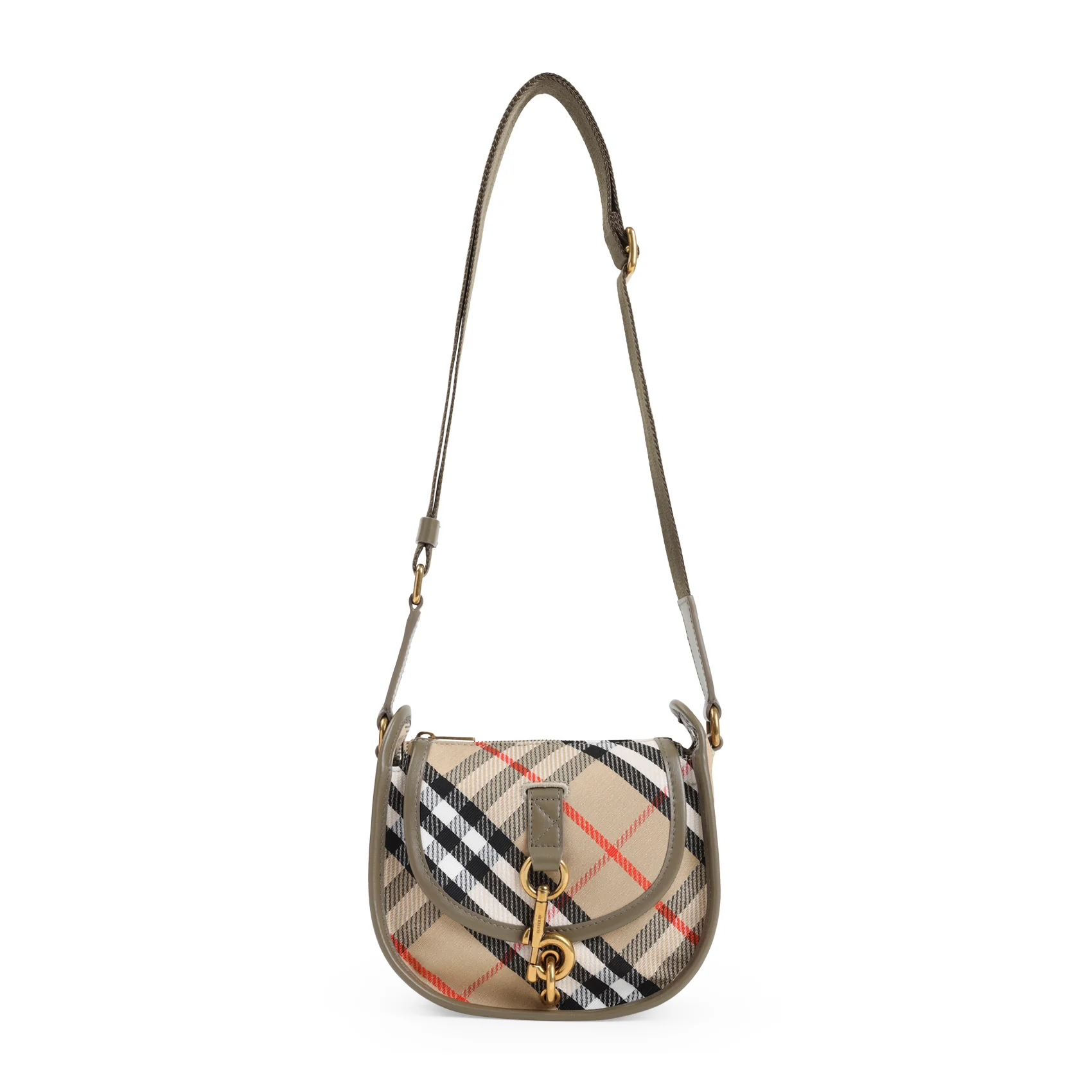 Burberry Mini Clip Messenger Handbag with Canvas and Leather Trim, W:20cm H:16cm D:8cm - Image 2