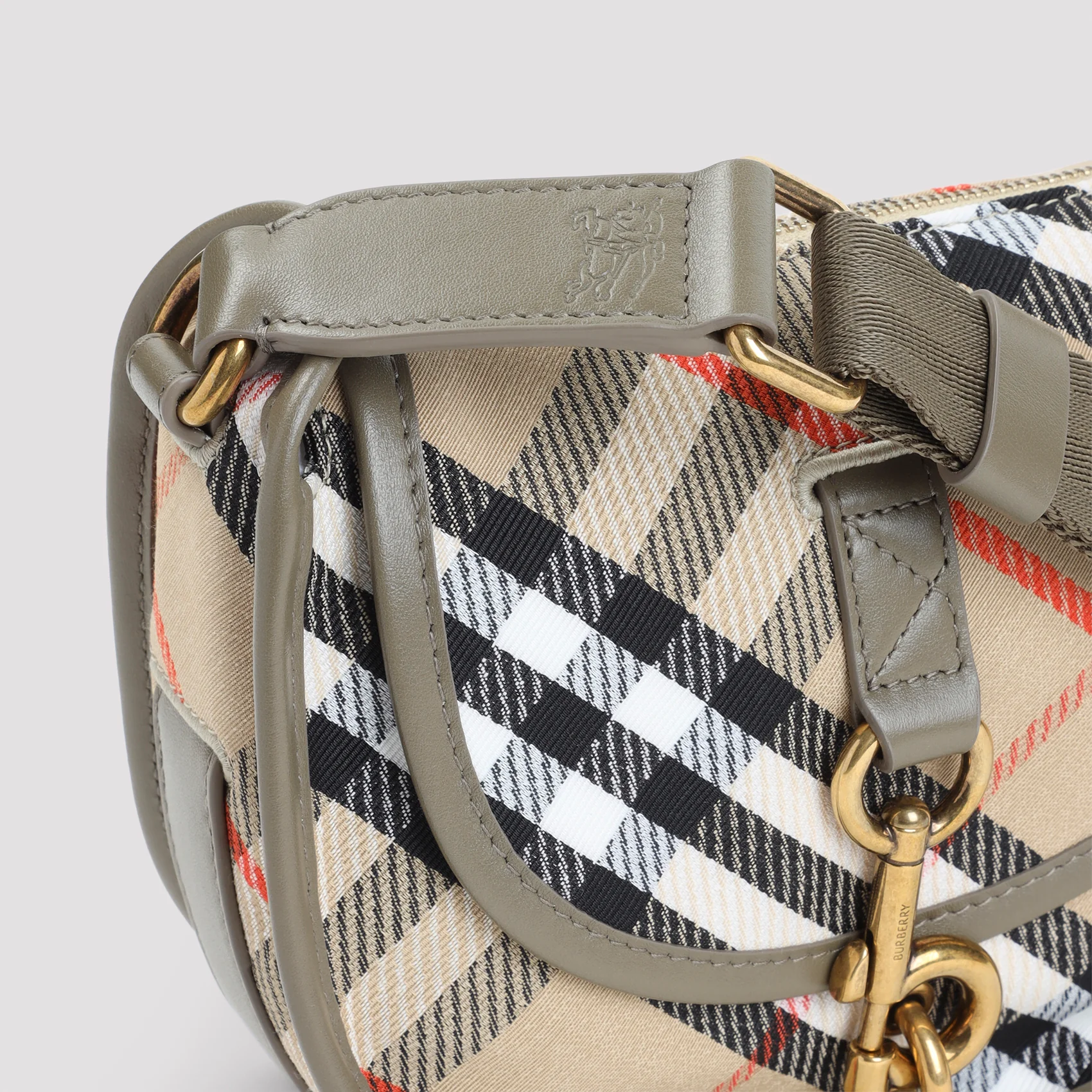 Burberry Mini Clip Messenger Handbag with Canvas and Leather Trim, W:20cm H:16cm D:8cm - Image 5