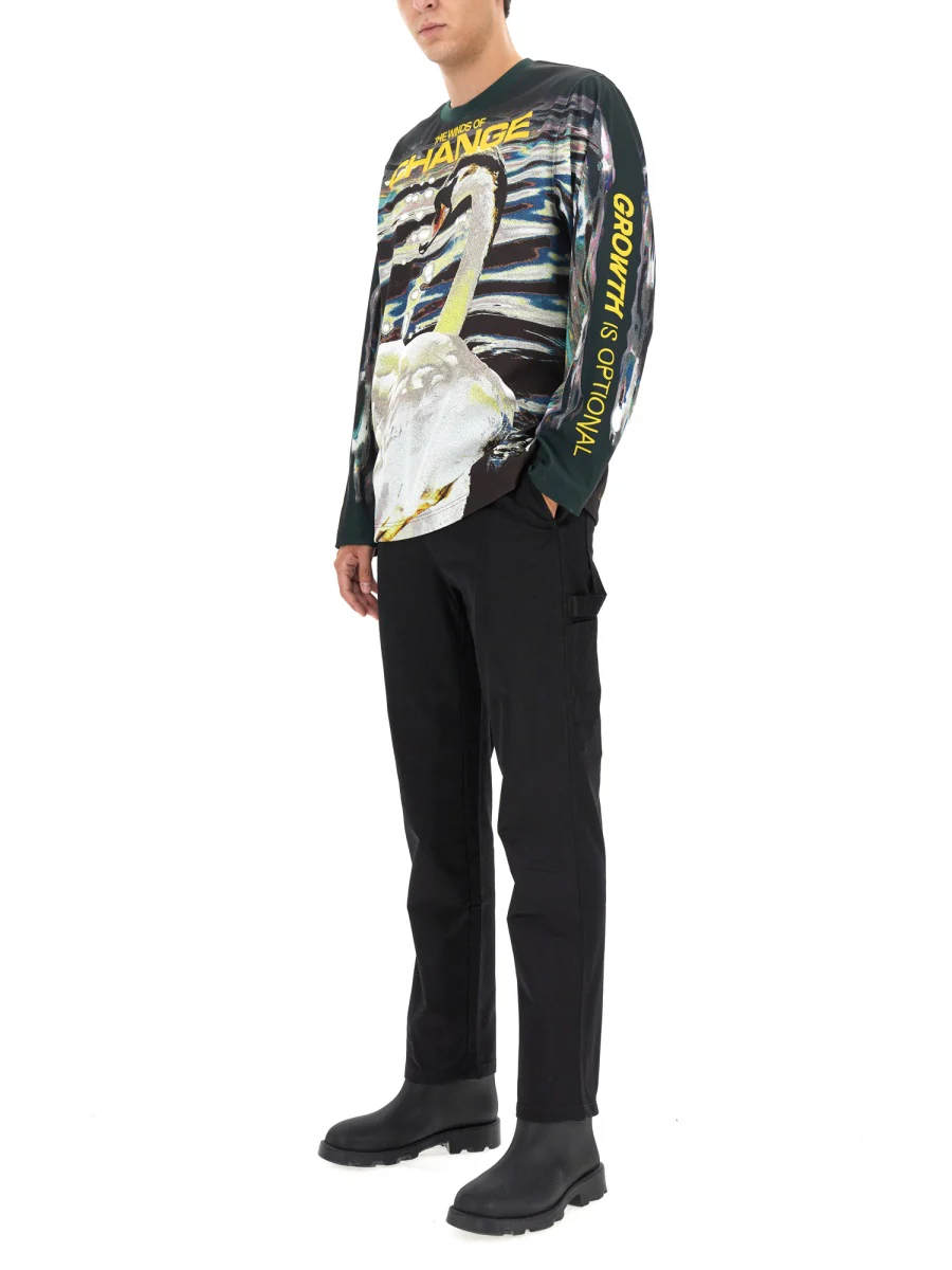 BURBERRY T-shirt in Synthetic Fabric with Swan Print - Image 3