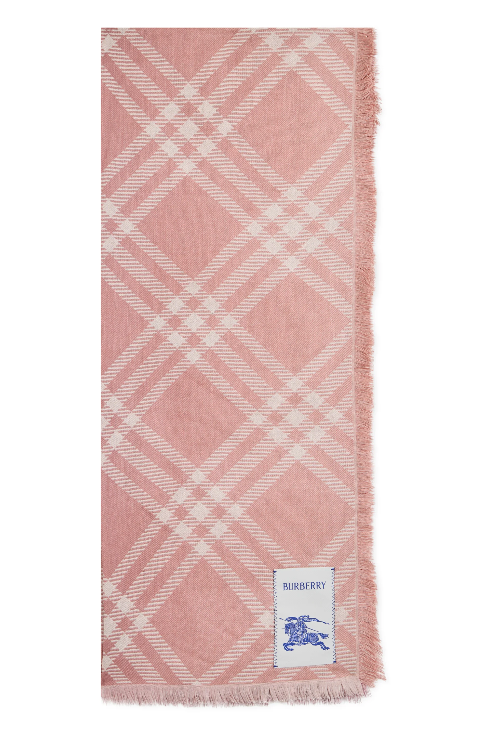 Burberry Unisex Silk & Wool Scarf with White Plaid Pattern, 200 x 65 cm