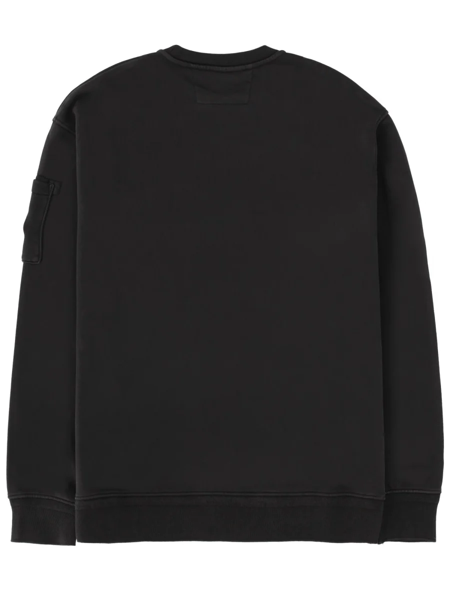 C.p. Company Cotton Diagonal Fleece Resist Dyed Crewneck Lens Sweatshirt - Image 2