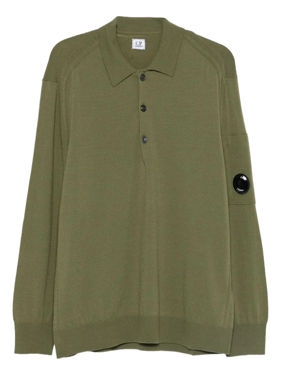 C.P. COMPANY Polo Sweater in Extrafine Merino Wool with Lens on the Left Sleeve - Image 4