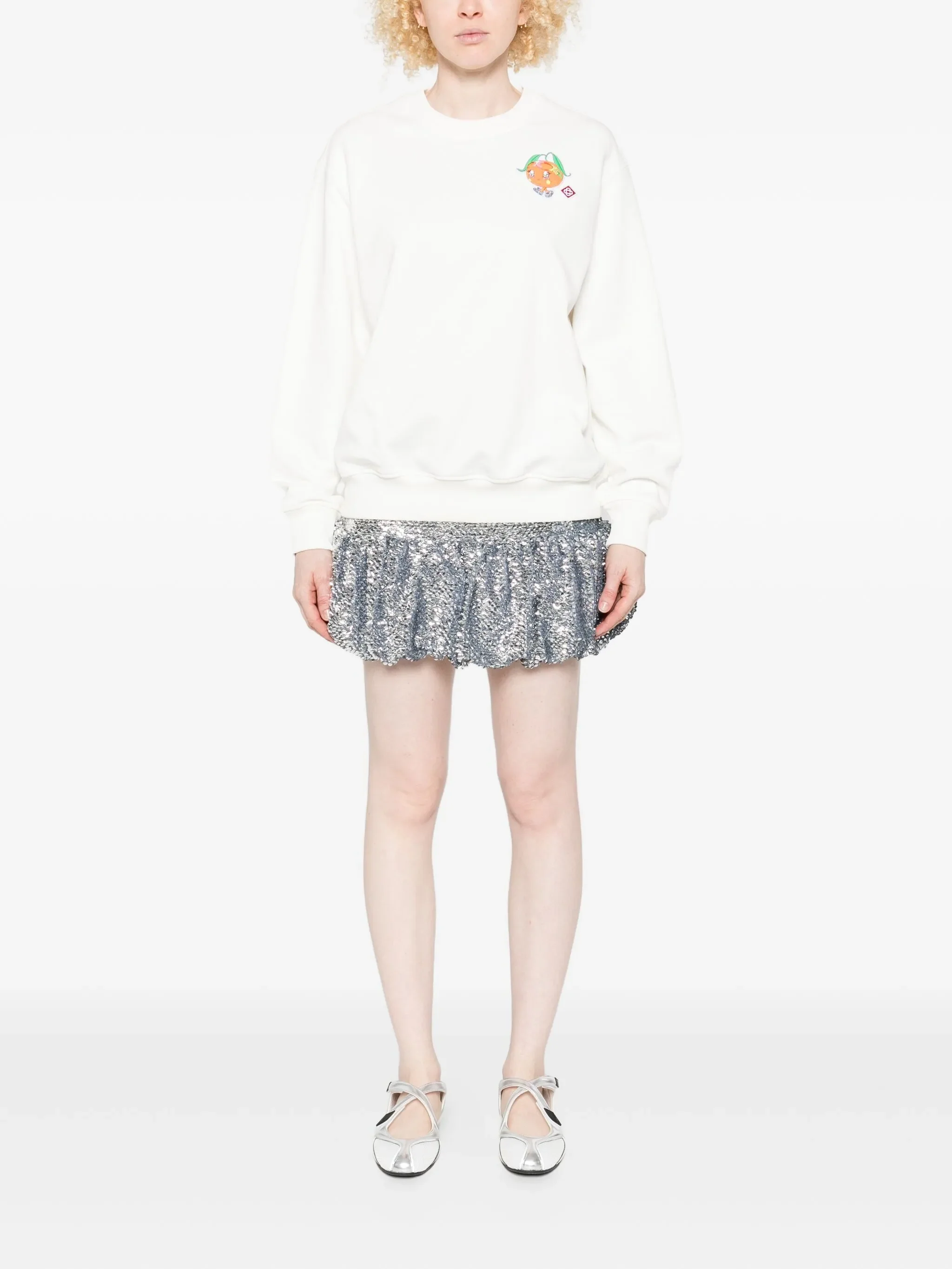 Casablanca Casual Crewneck Sweatshirt with Front Ski Print and Ribbed Details - Image 2
