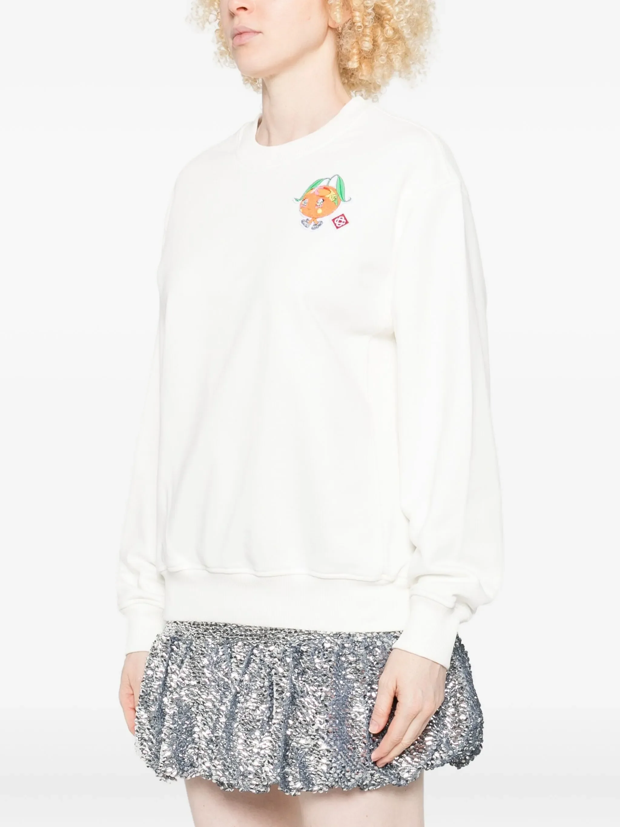 Casablanca Casual Crewneck Sweatshirt with Front Ski Print and Ribbed Details - Image 3