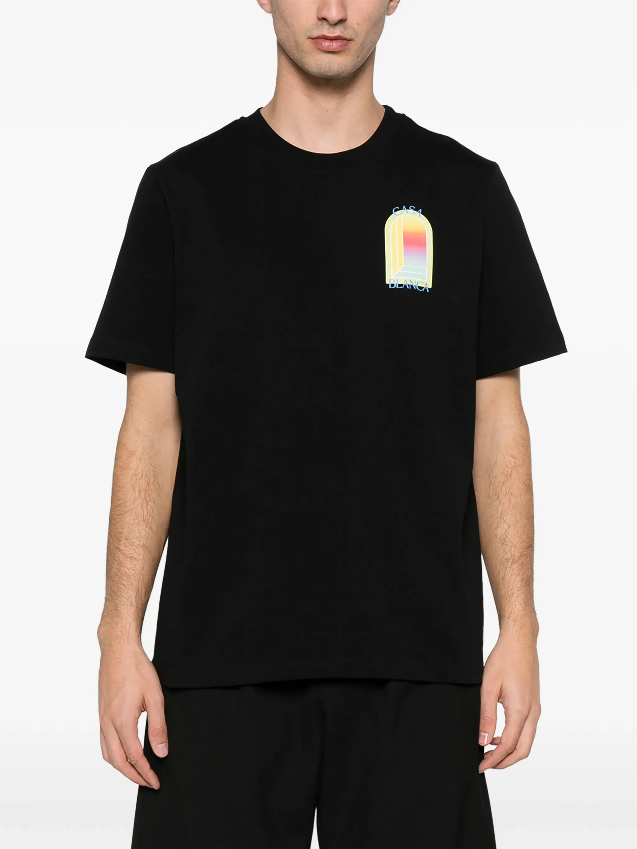 Casablanca Chest Graphic Straight Hem Cotton T-Shirt - Image 3