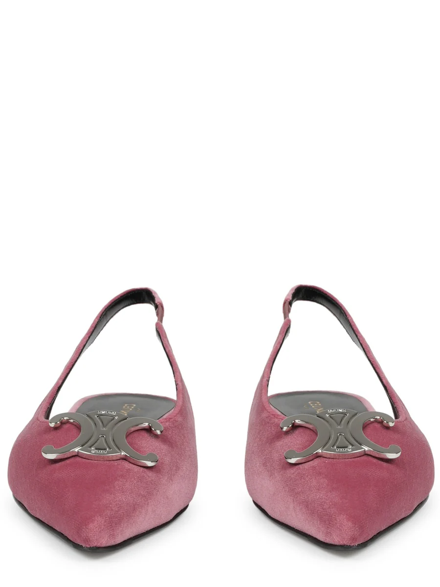 Celine Alma Triomphe Velvet Flat Slingback - Image 3