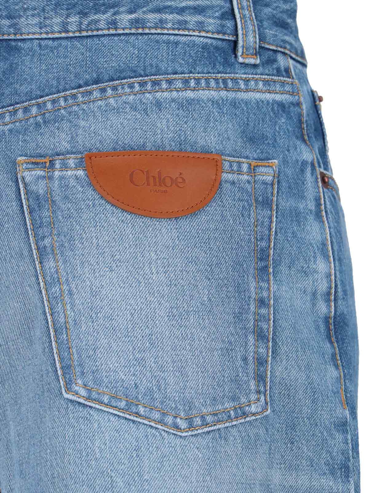 Chloé Denim Jacket with Leather Patch Accents - Image 4