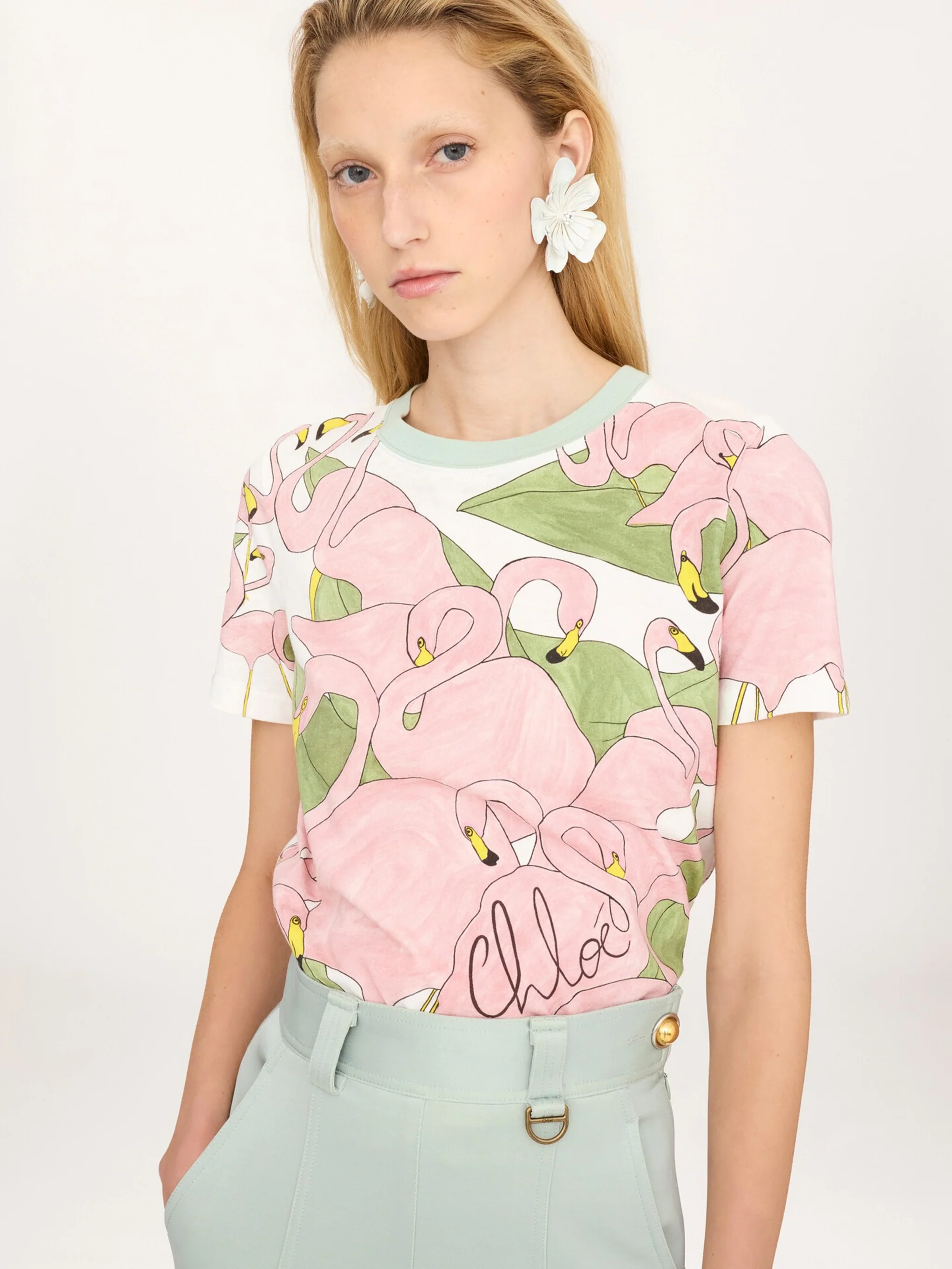 Chloé Flamingo Logo Cotton T-Shirt - Image 3