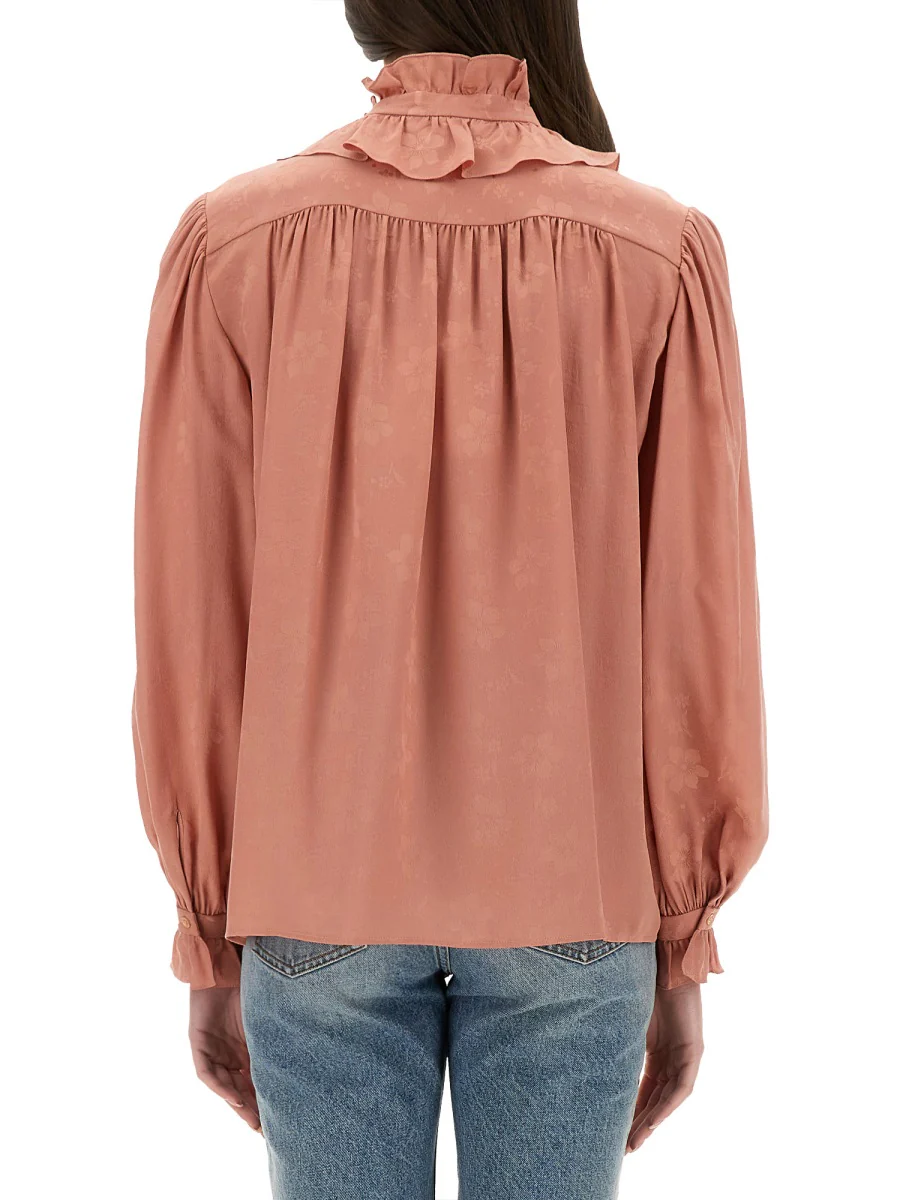 Chloé Fluid Silk Jacquard Blouse - Size 38 - Image 3