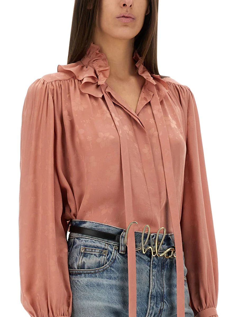 Chloé Fluid Silk Jacquard Blouse - Size 38 - Image 4