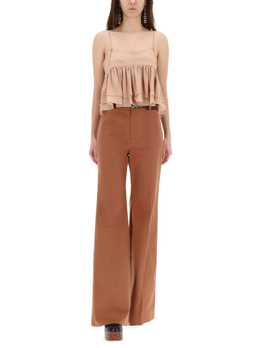 CHLOÉ High-rise Cotton Canvas Flared Pants - Image 2