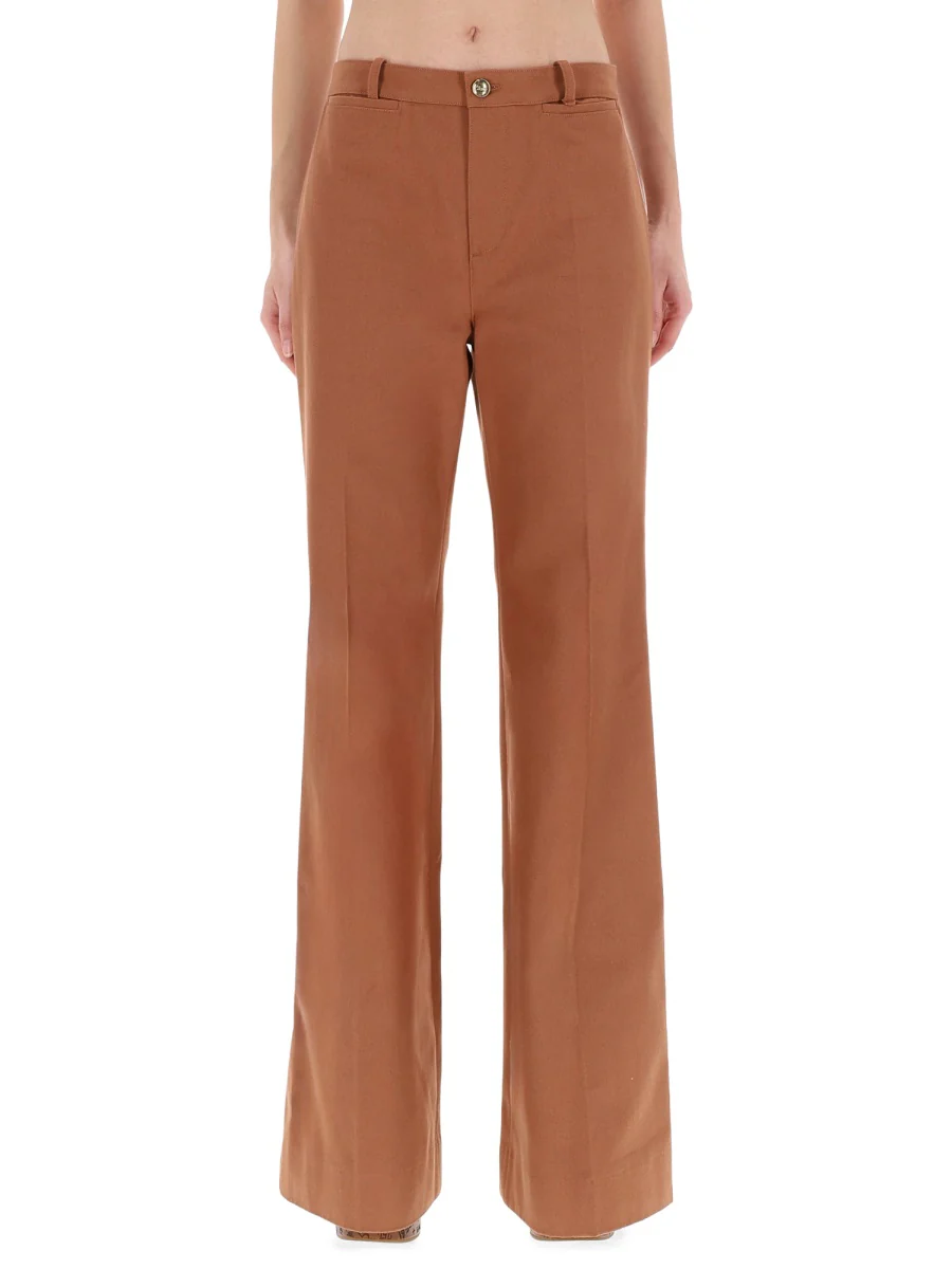 CHLOÉ High-rise Cotton Canvas Flared Pants - Image 5