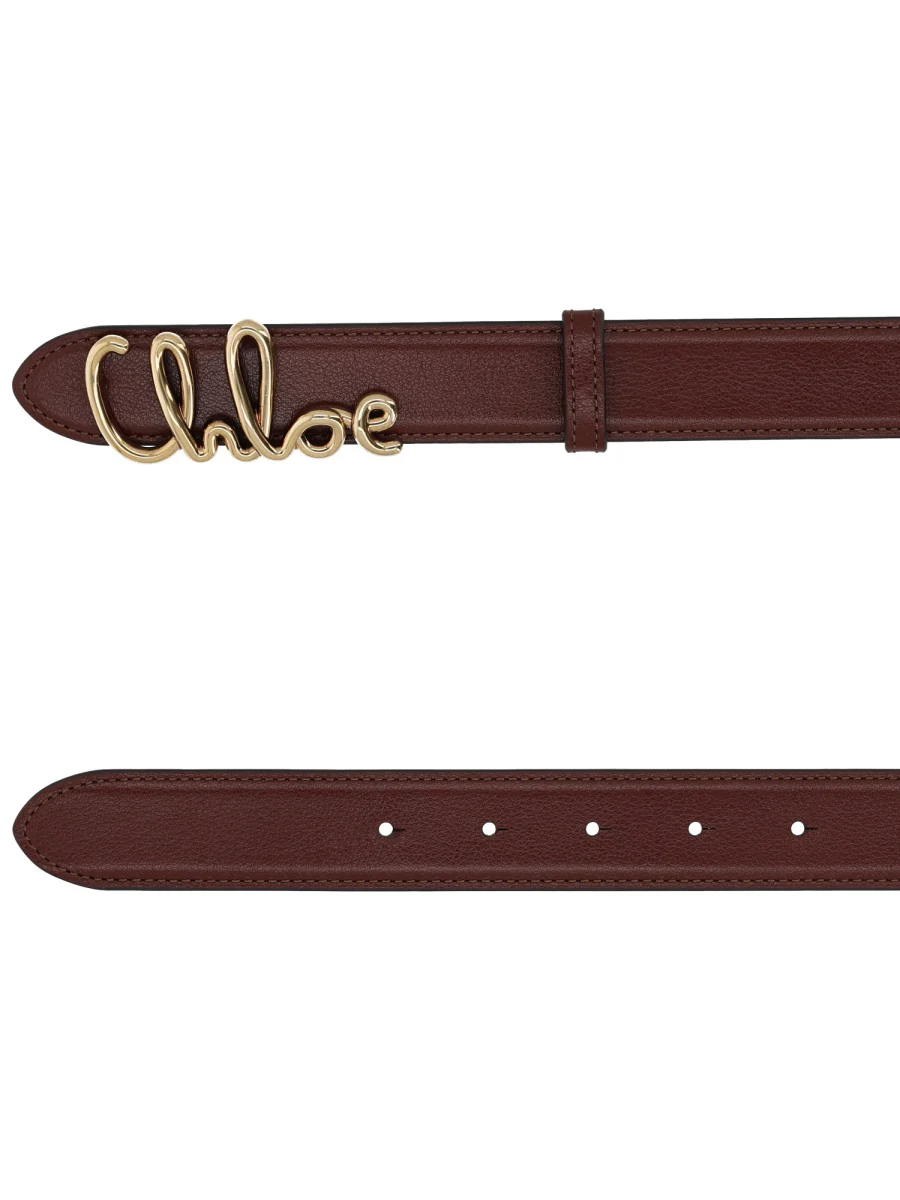 CHLOÉ Iconic Belt in Buffalo Leather, Featuring a Removable Gold Brass Chloé Logo Buckle in a Handwritten Font Inspired by a Design Rooted in the Maison's Heritage - Image 2