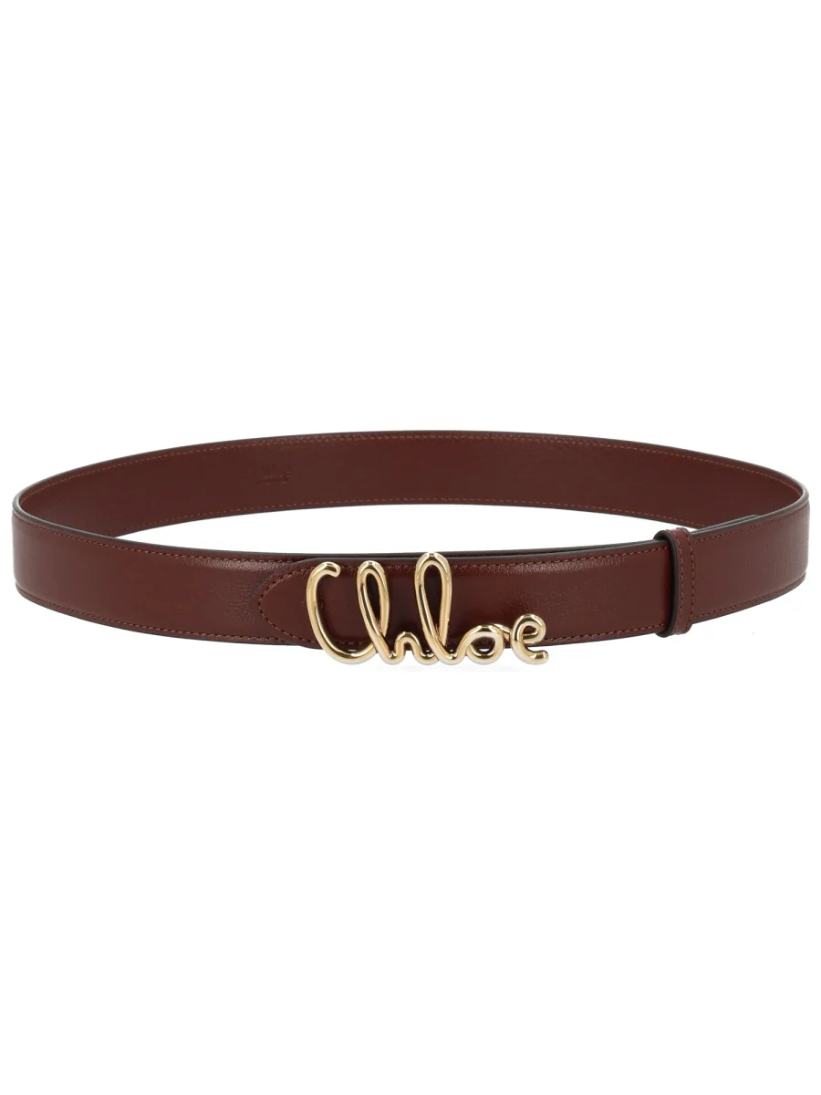 CHLOÉ Iconic Belt in Buffalo Leather, Featuring a Removable Gold Brass Chloé Logo Buckle in a Handwritten Font Inspired by a Design Rooted in the Maison's Heritage - Image 4