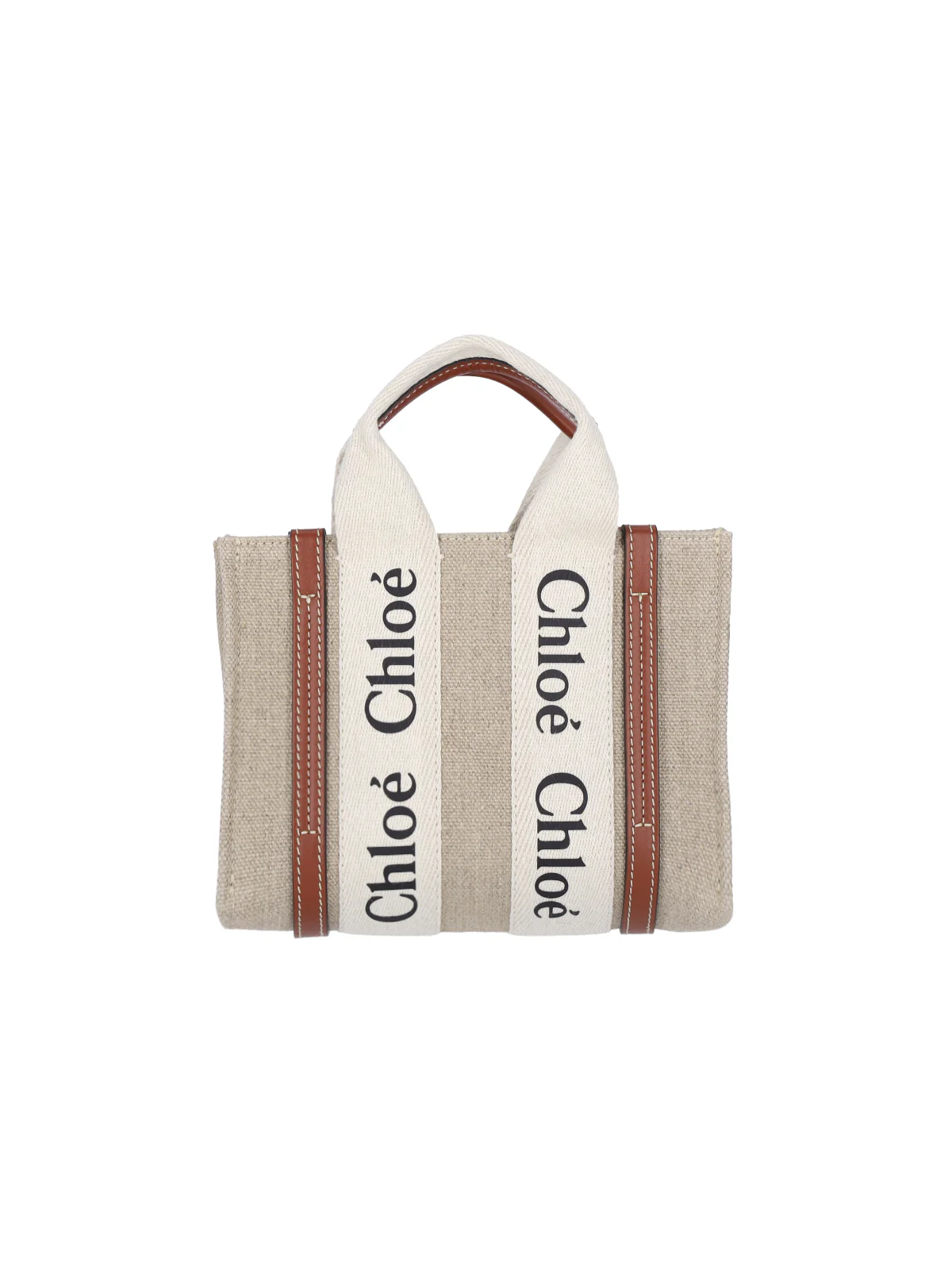 Chloé Linen and Calf Leather Handbag