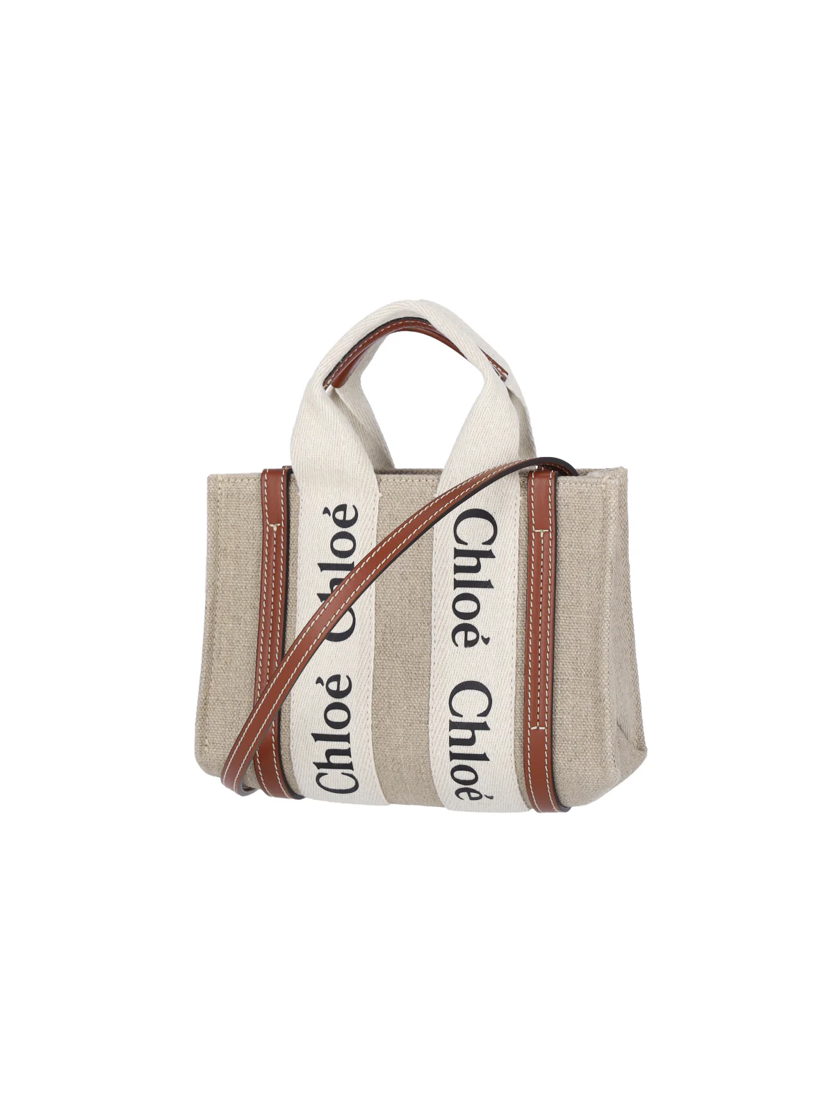 Chloé Linen and Calf Leather Handbag - Image 2