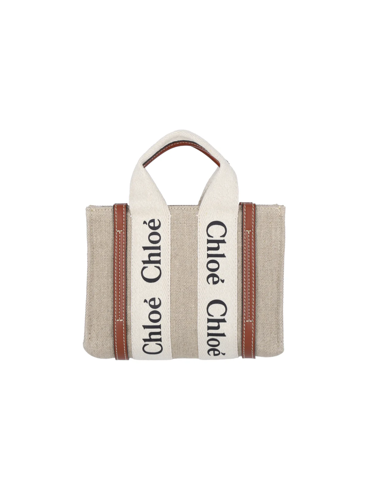 Chloé Linen and Calf Leather Handbag - Image 3