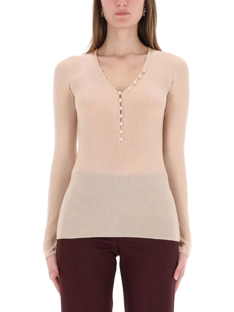 CHLOÉ Merino Wool Henley Sweater