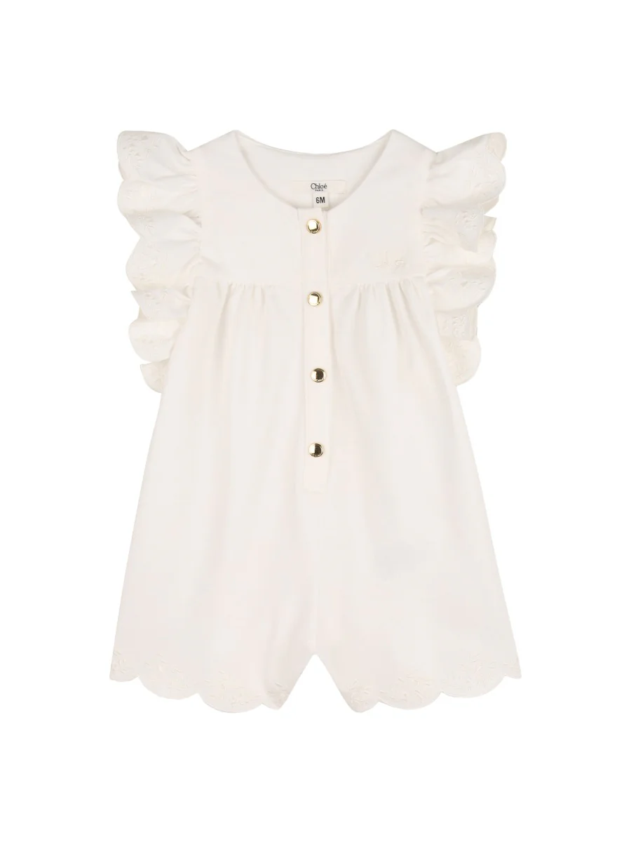 Chloé Mini Cotton Short Overalls for Baby Girls