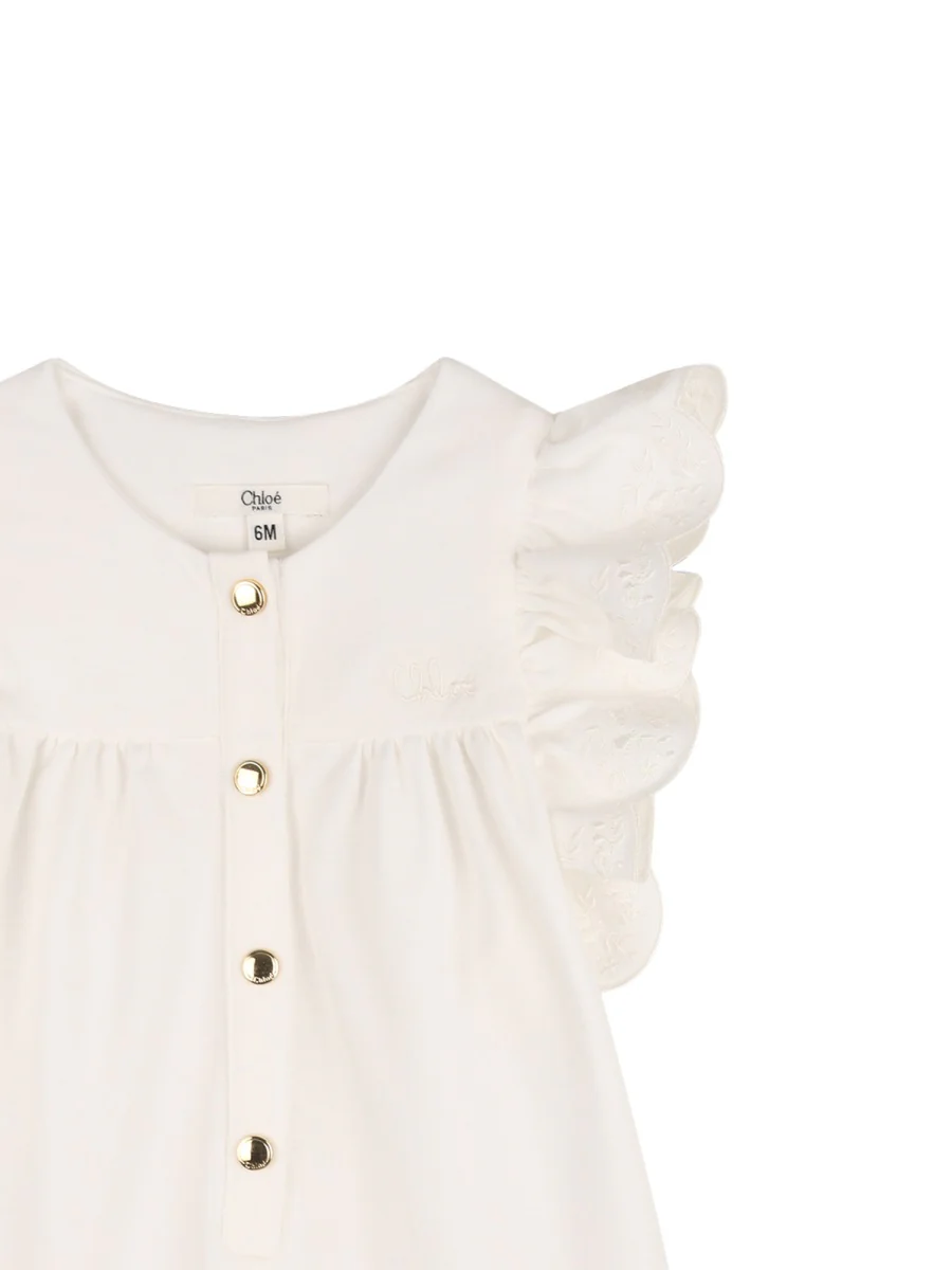 Chloé Mini Cotton Short Overalls for Baby Girls - Image 3