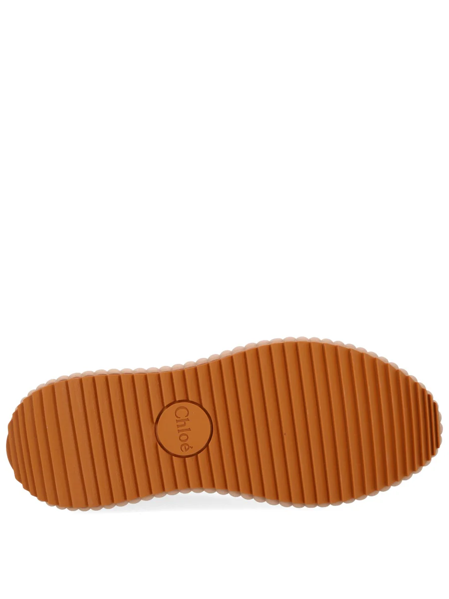 CHLOÉ Nama Embroidered Leather-trimmed Suede Platform Sneakers - Image 6