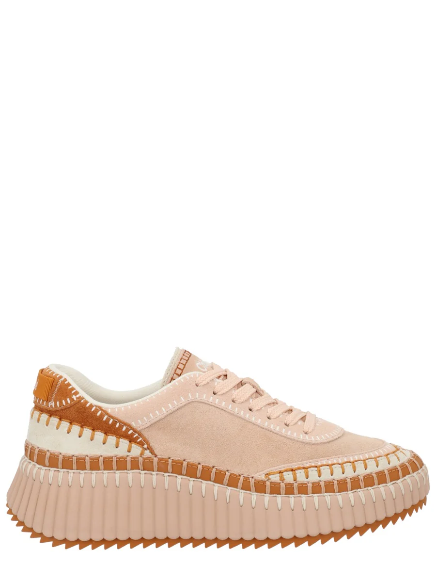 CHLOÉ Nama Embroidered Leather-trimmed Suede Platform Sneakers - Image 7