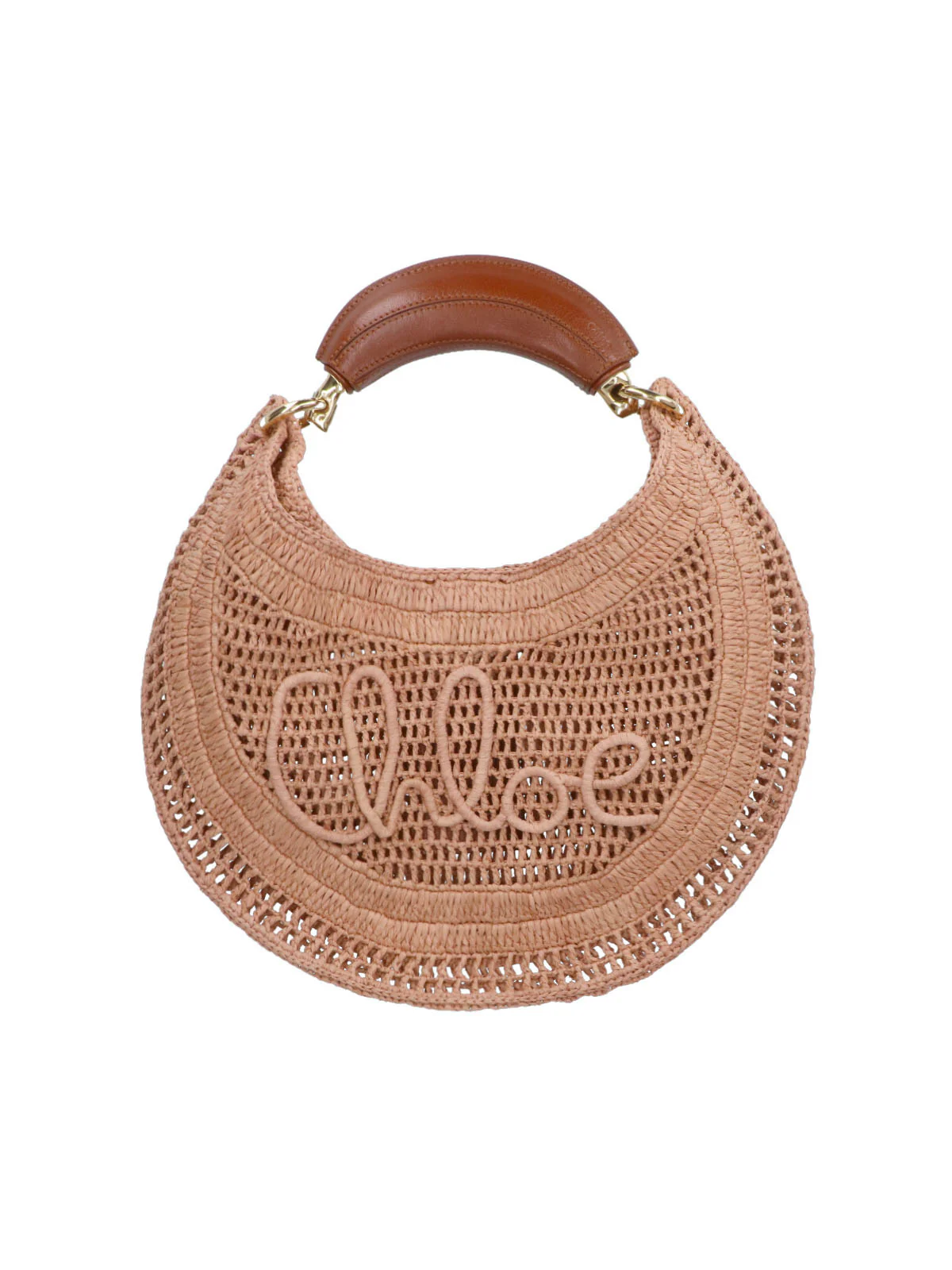 Chloé Raffia Shoulder Bag with Buffalo Leather Trim