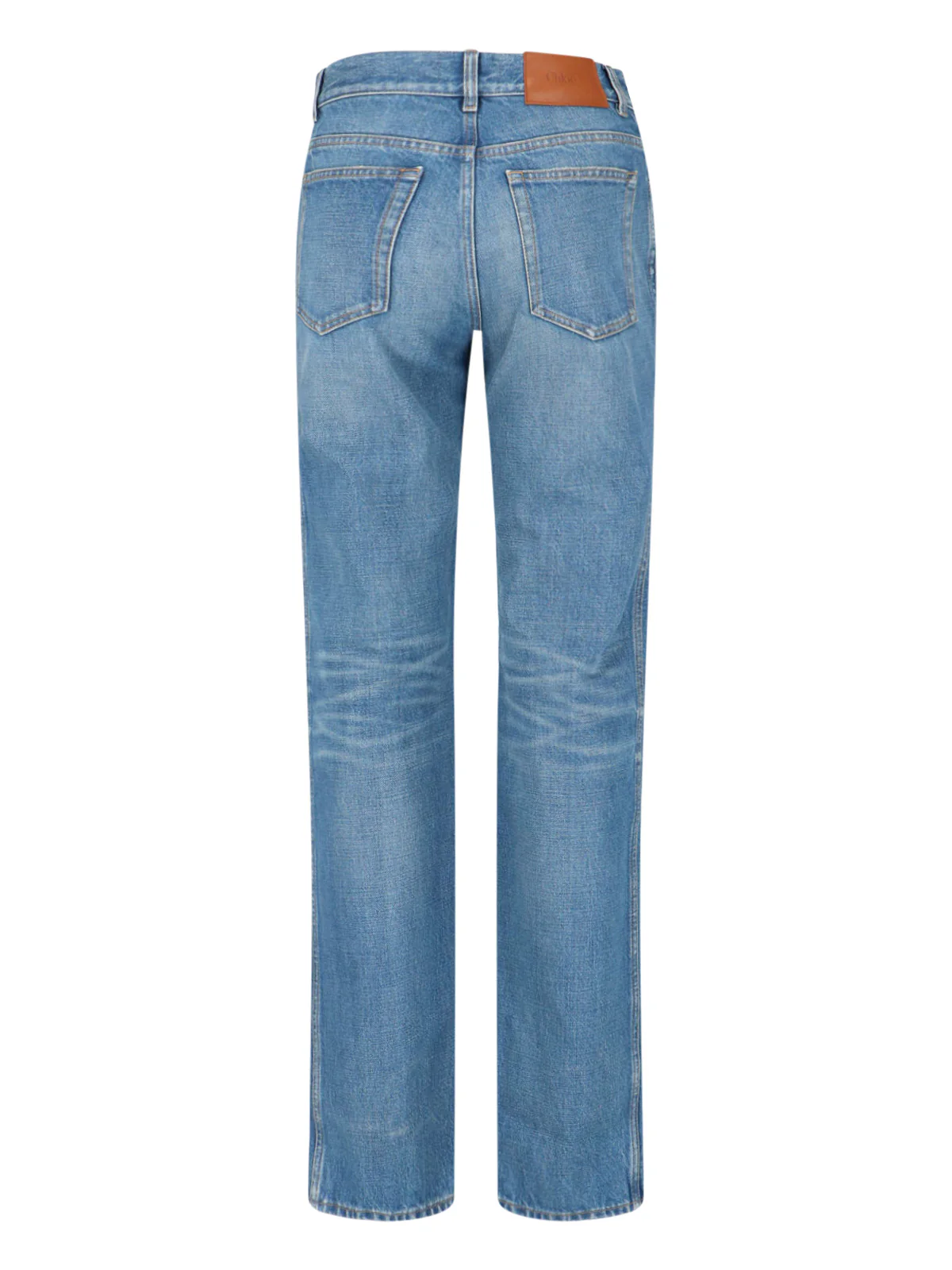 Chloé Women’s Denim Jeans with Calf Leather Patch - Image 2