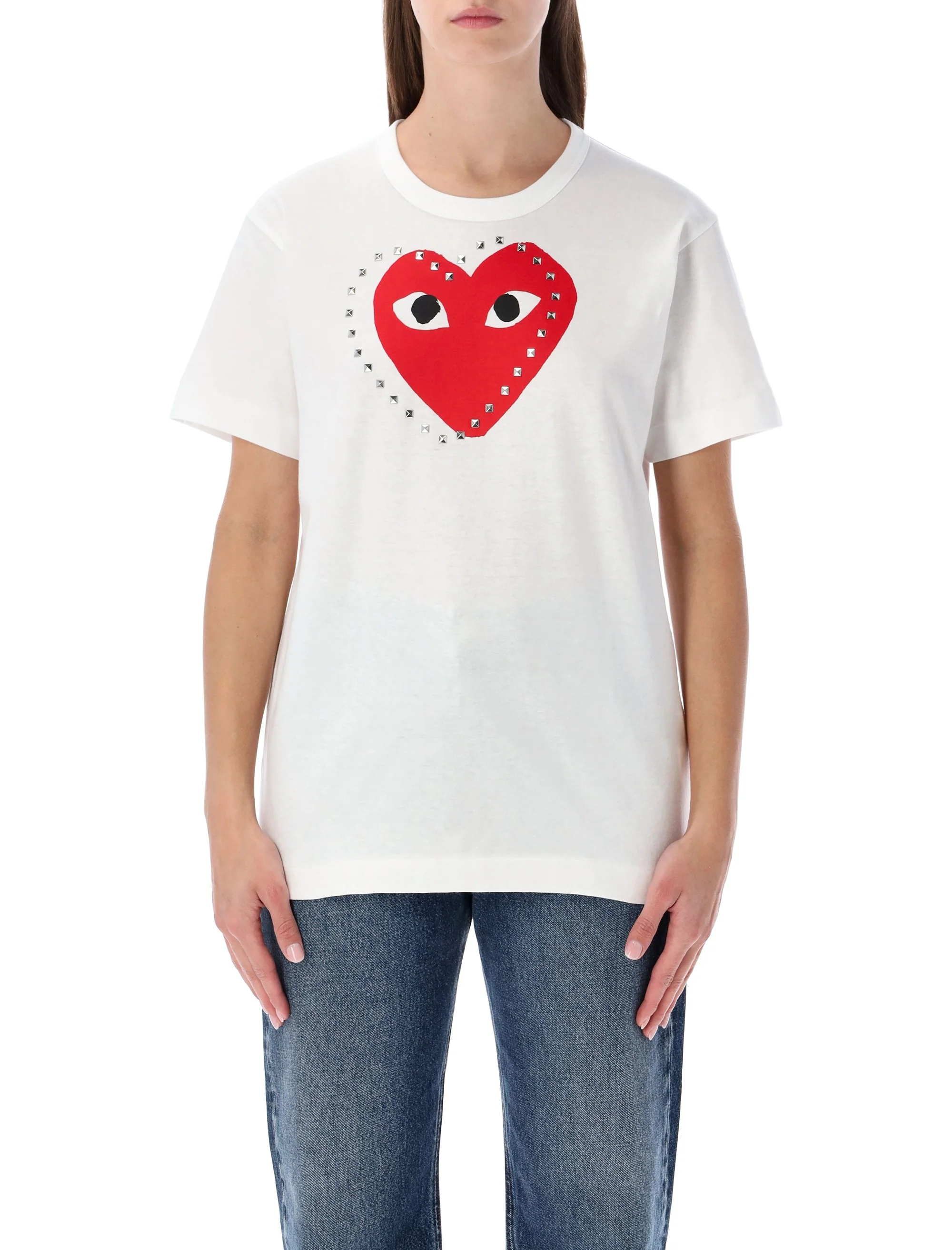 Comme Des Garcons Play Minimalist Graphic T-Shirt with Bold Print - Size M