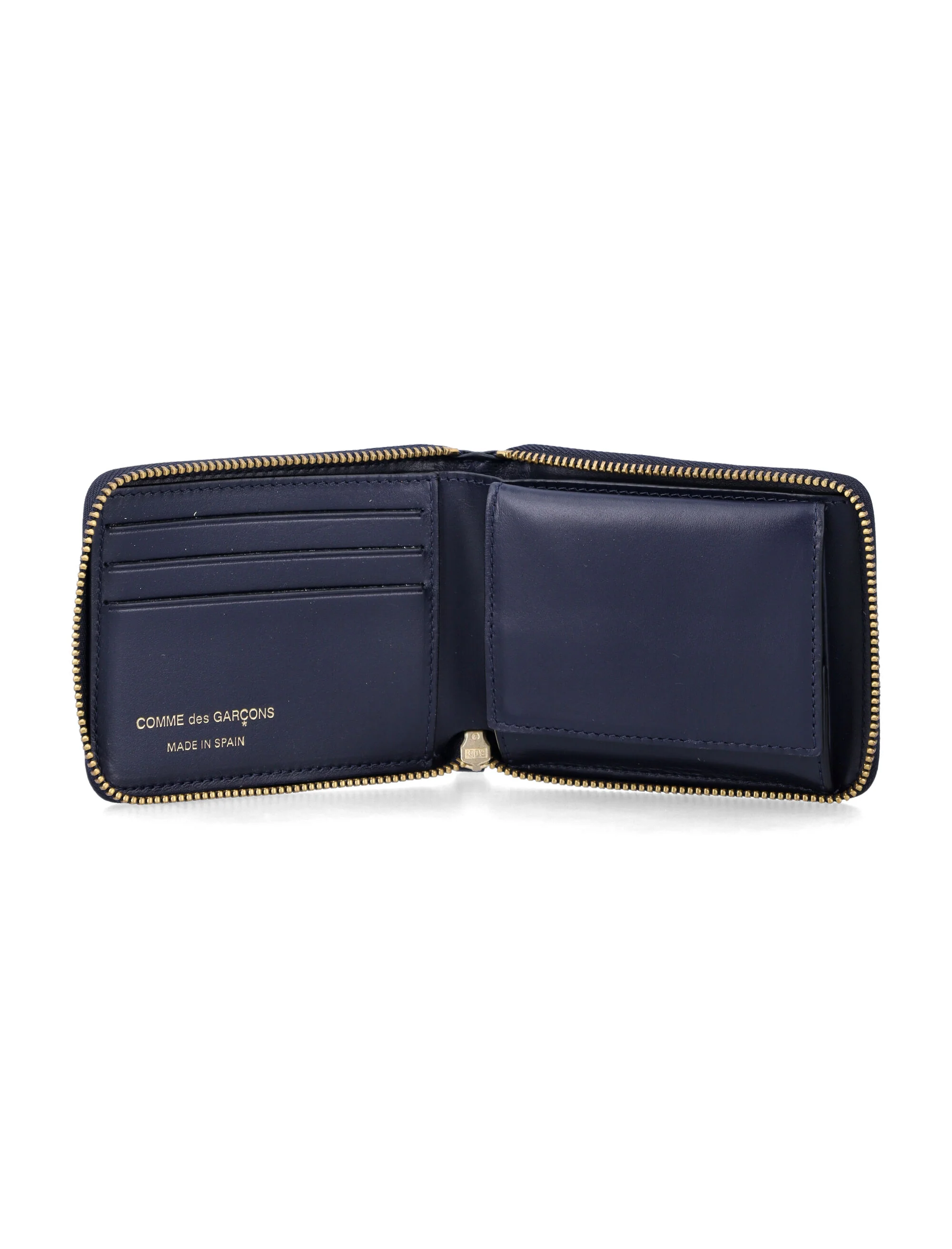 Comme Des Garcons Wallet Unisex Smooth Calfskin Zip-Around Wallet with Gold-Tone Zipper - Image 6