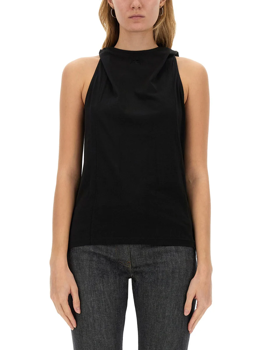 Courreges Logo Embroidered Hooded Tank Top