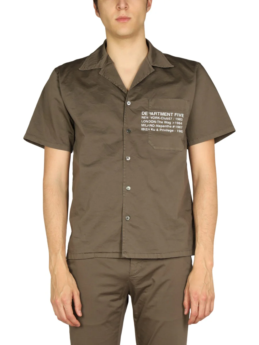 Department Five Hawaiian Logo Print Button-Up Shirt