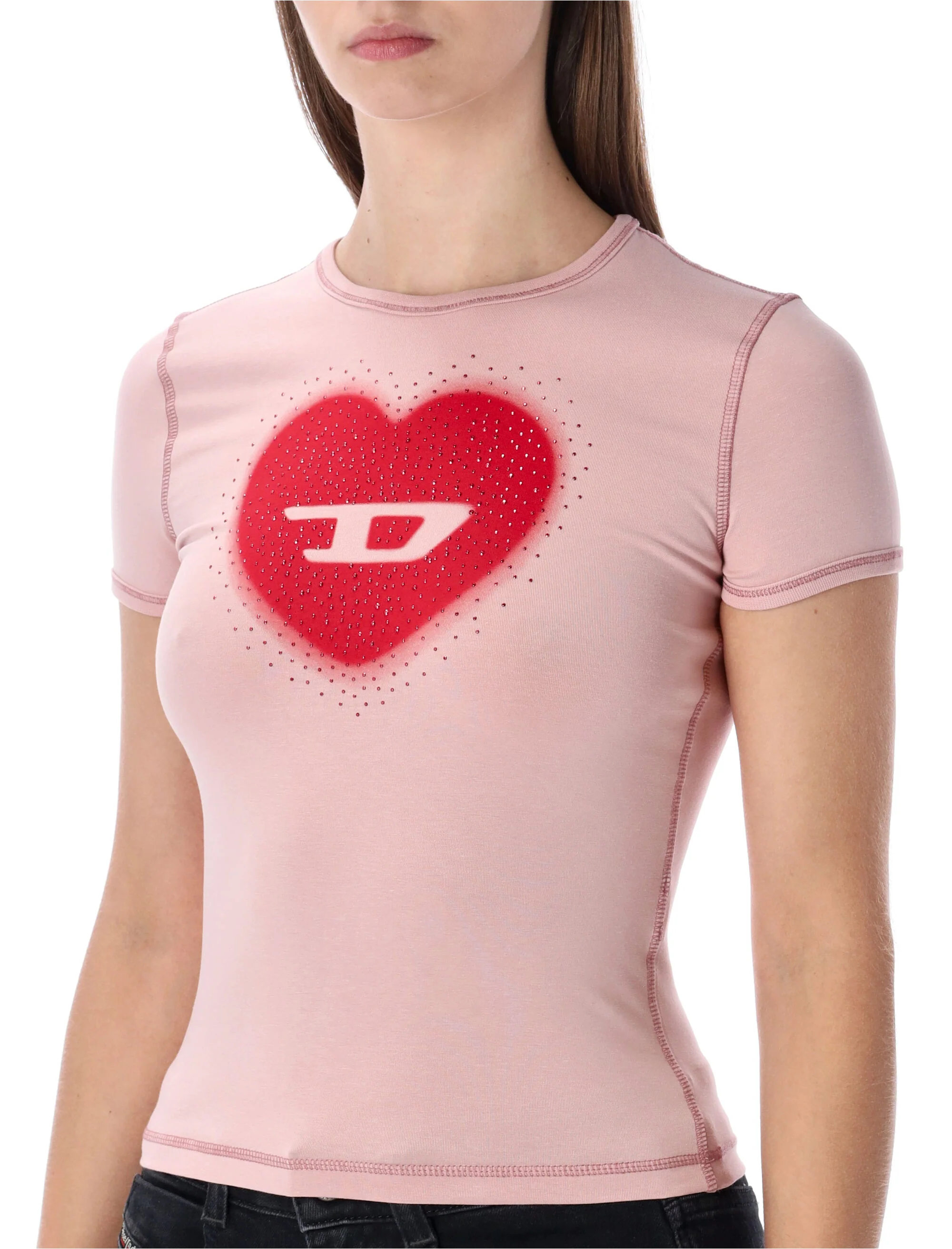 Diesel Fitted Heart Graphic T-Shirt - Size S - Image 3
