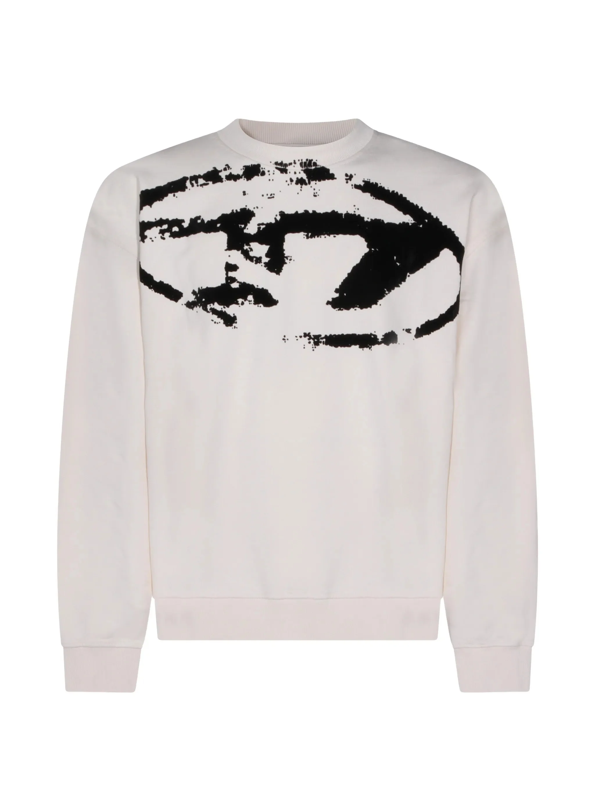 Diesel Ribbed Neck Sweatshirt with Flocked Logo - Medium Fit