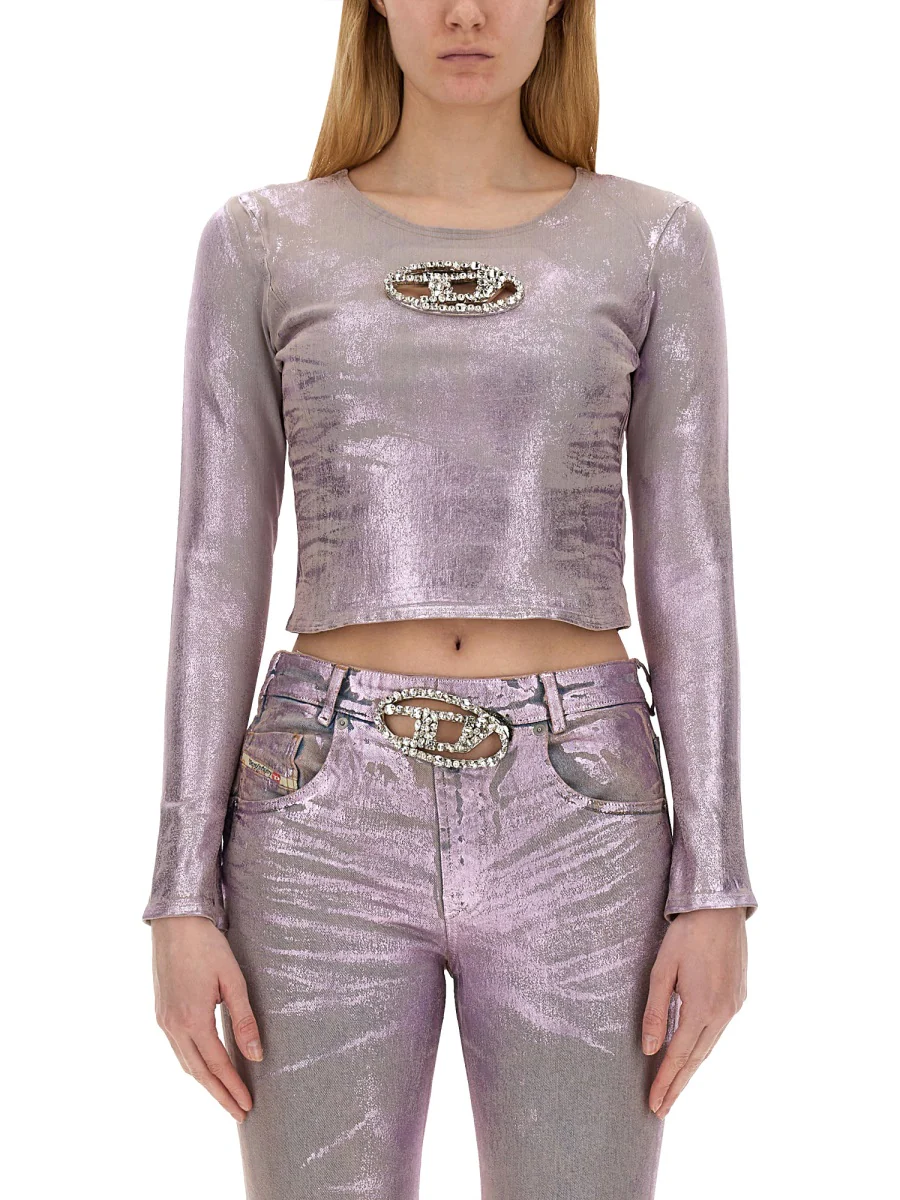 DIESEL T-Buxt-Crop-Od Cotton T-shirt