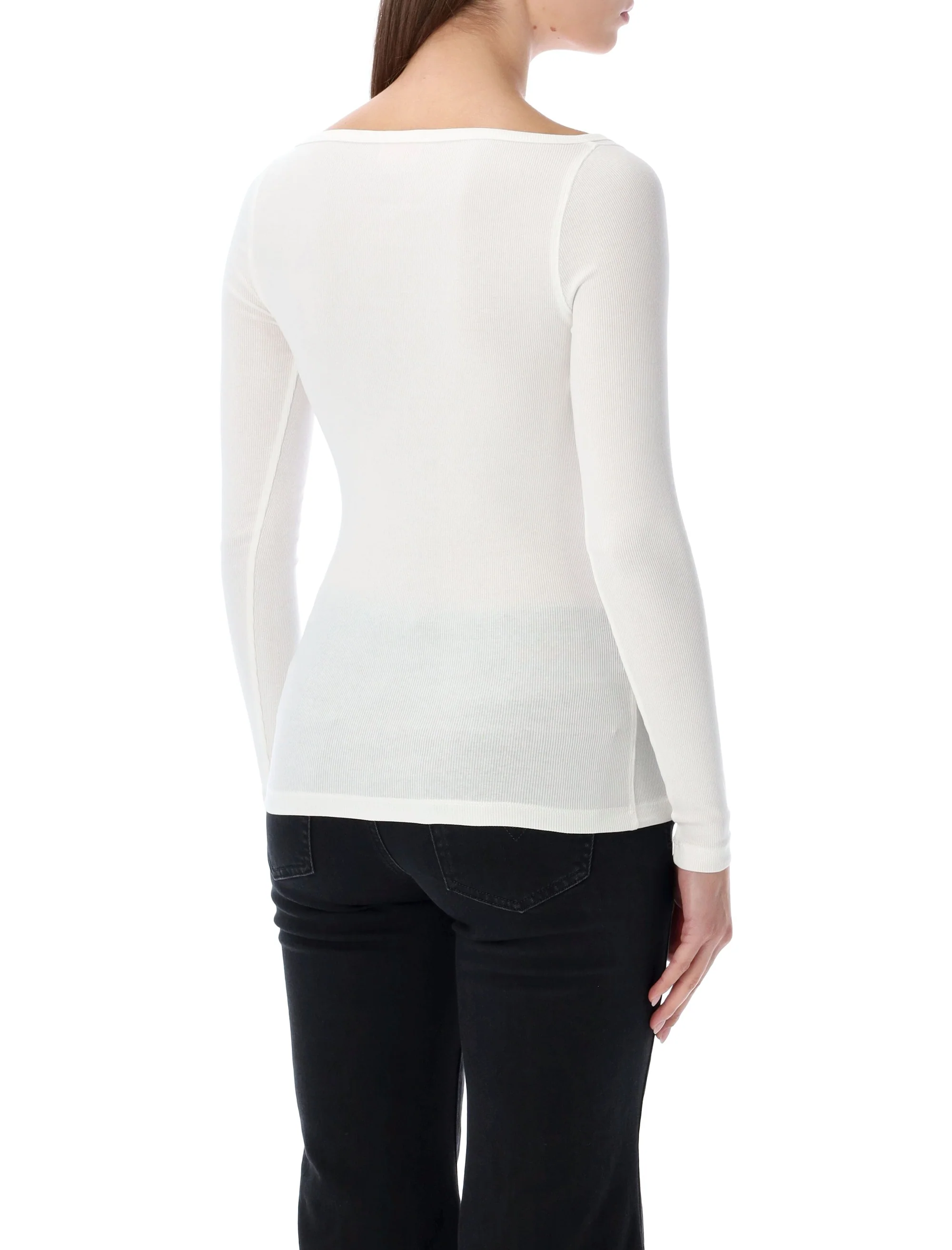 Diesel Women's Long-Sleeve Ribbed Cotton Top - Slim Fit - Image 2