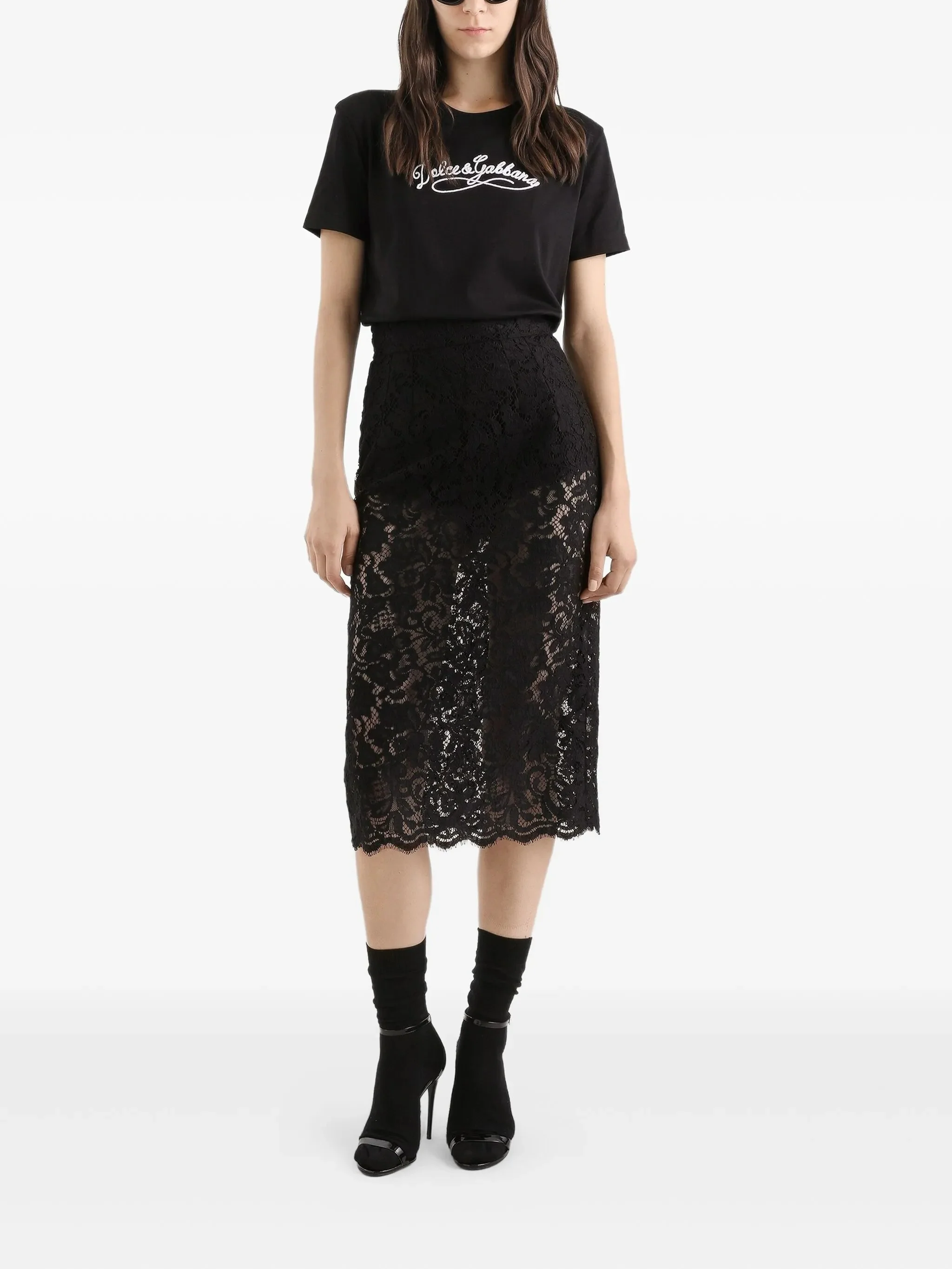 Dolce & Gabbana Embroidered Logo Relaxed Fit T-Shirt Size 40 - Image 2