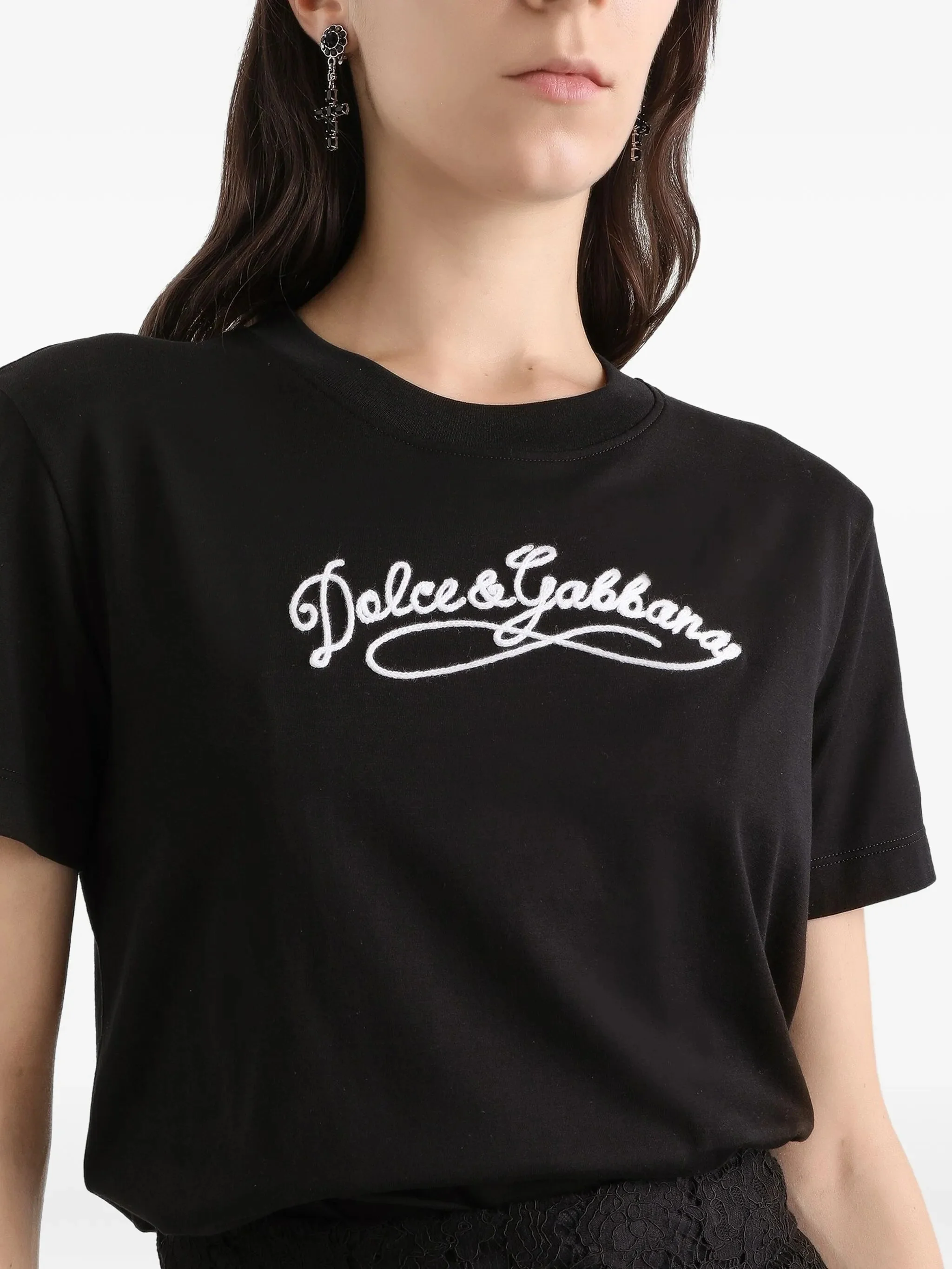 Dolce & Gabbana Embroidered Logo Relaxed Fit T-Shirt Size 40 - Image 5