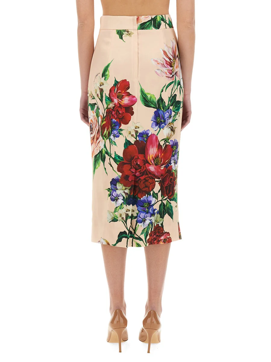 DOLCE & GABBANA Floral-Print Satin Midi Skirt - Image 3