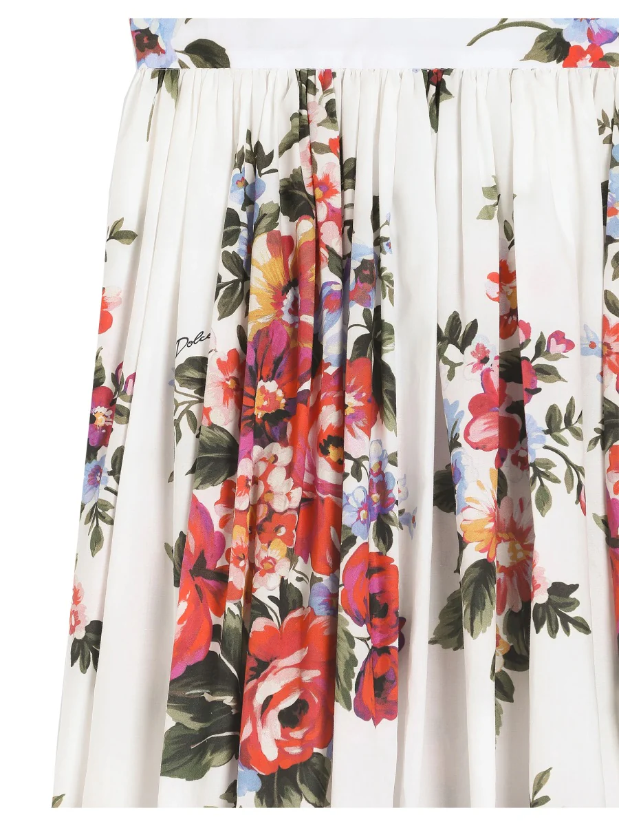 DOLCE & GABBANA Flower Bouquet-print Poplin Skirt - Image 3