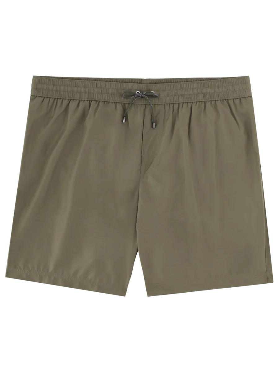 DOLCE & GABBANA Mid-Length Swim Trunks with Logo Tag