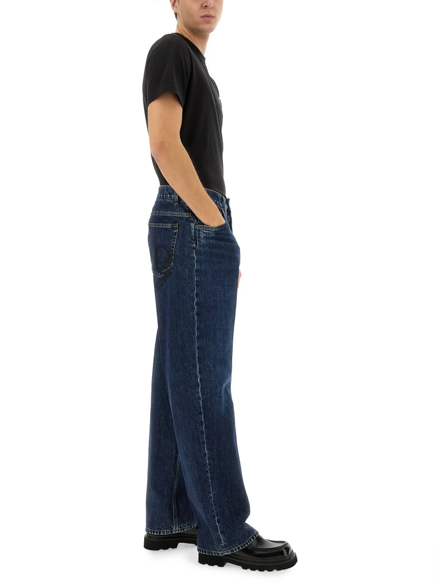 DOLCE & GABBANA Oversize Cotton Jeans with Embroidered Logo for Men - Image 6