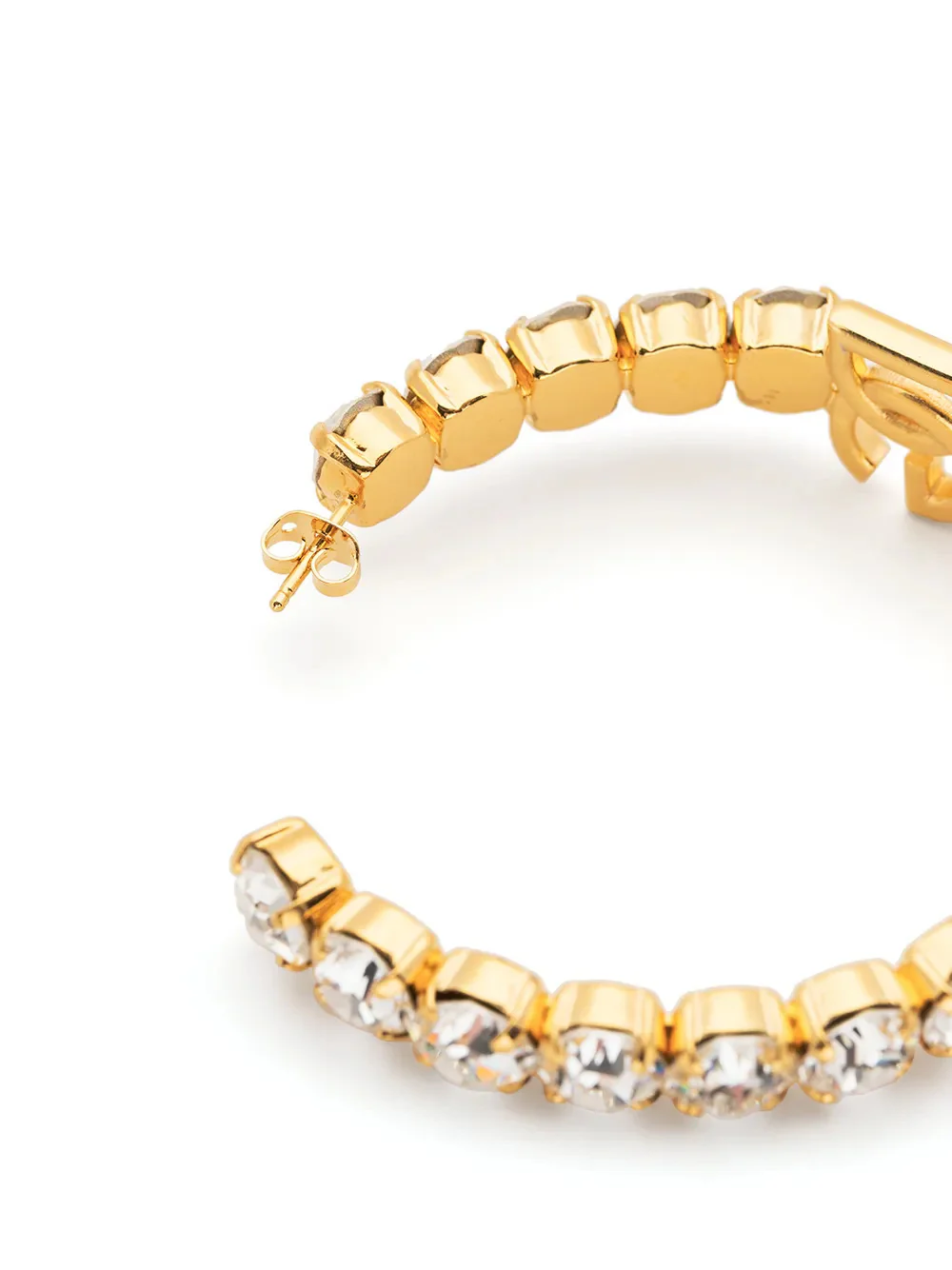 Dolce & Gabbana Rhinestone Logo Plaque Large Hoop Earrings with Push-Lock Closure - Image 3